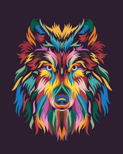 Malowanie po numerach - Kolorowy wilk