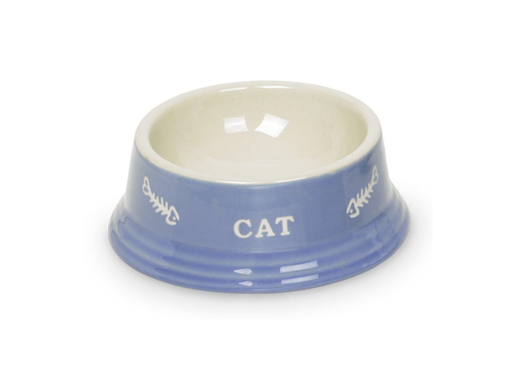 Nobby Cat keramická miska 14 x 4,8 cm modrá 140ml z kategorie Chovatelské potřeby a krmiva pro kočky > Misky, dávkovače pro kočky > keramické misky pro kočky