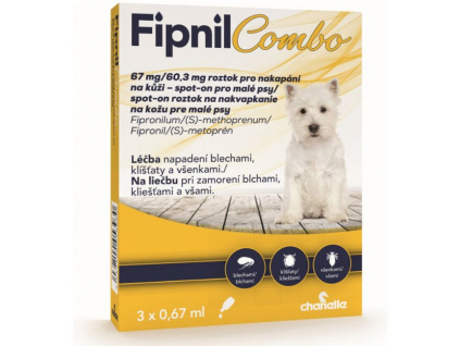 Fipnil Combo 67/60,3mg S Dog Spot-on 3x0,67ml z kategorie Chovatelské potřeby a krmiva pro psy > Antiparazitika pro psy > Pipety (Spot On) pro psy