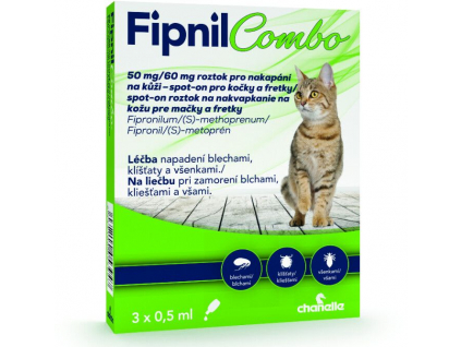 Fipnil Combo 50/60mg Cat Spot-on 3x0,5ml z kategorie Chovatelské potřeby a krmiva pro kočky > Antiparazitika pro kočky > Pipety (Spot On) pro kočky