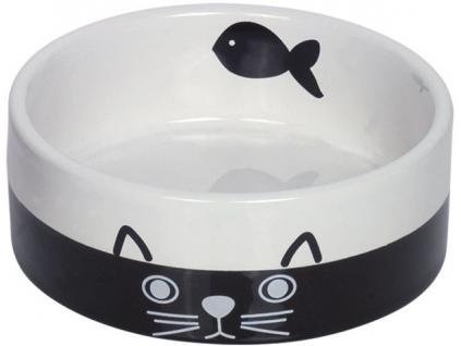 Nobby keramická miska pro kočky černobílá 12 cm z kategorie Chovatelské potřeby a krmiva pro kočky > Misky, dávkovače pro kočky > keramické misky pro kočky